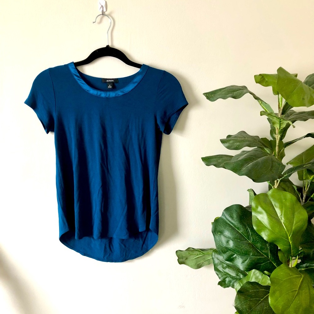 Alfani | Satin-Trim High-Low T-Shirt Petite